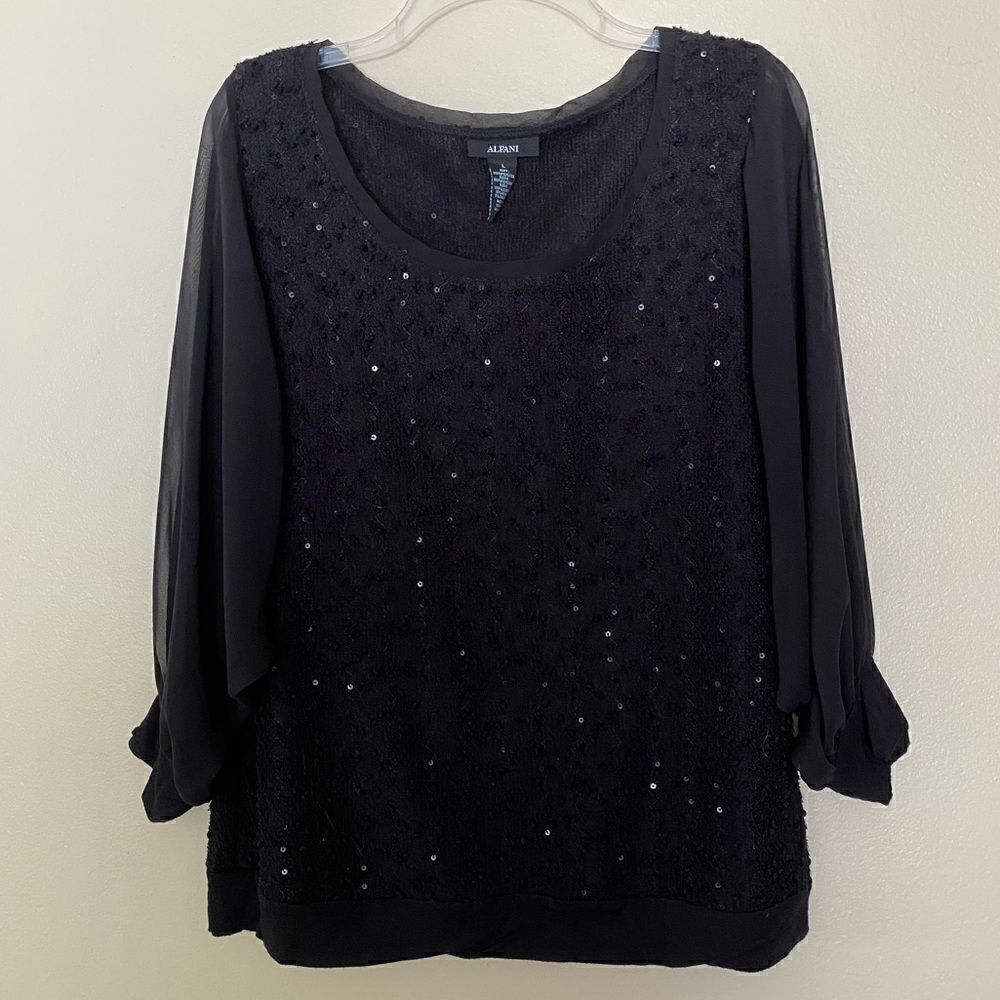 Alfani Shear Sleeve Sequined Sweater